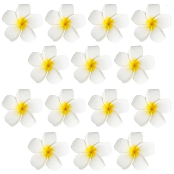 Flores decorativas 24 piezas Accesorios para el cabello de flores Clip Plumeria hawaiana Clips de estilo Sombreros Mujeres delgadas