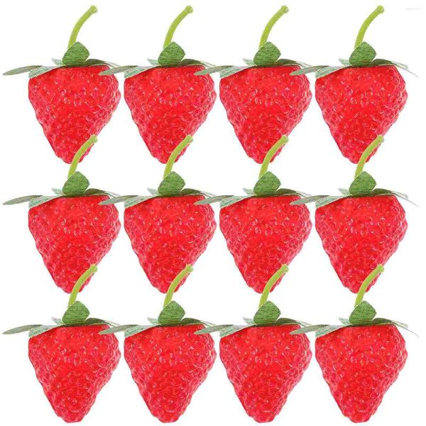 Fleurs décoratives 24 pièces fruits simulés modèle de fraise Kit de décoration fruits artificiels décoration fausses fraises faux enfant en bas âge