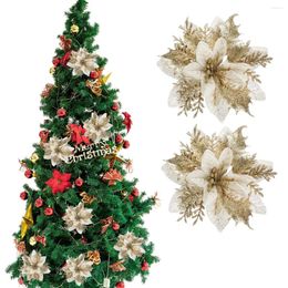 Guirlande de fleurs décoratives, 24 pièces, Simulation de fleurs de noël, accessoire de décoration de fête, tissu en soie creux, accessoire d'arbre de noël