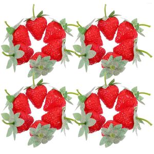 Fleurs décoratives 24 pièces, accessoires de modèle de fraise simulée, films, fausses fraises, décoration artificielle, affichage des aliments, Fruits en mousse