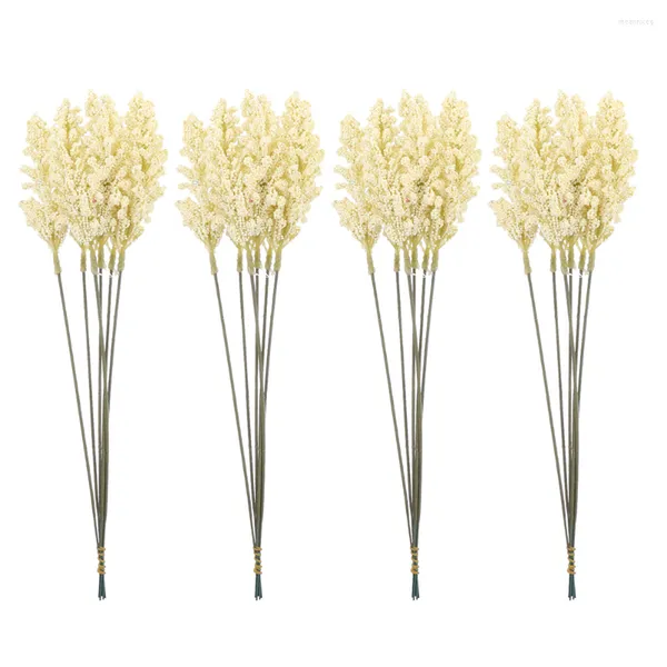 Flores decorativas, 24 Uds., flor de oreja de trigo, grano Artificial, decoración de mesa de comedor, orejas naturales, ramo de boda de bebé simulado de seda