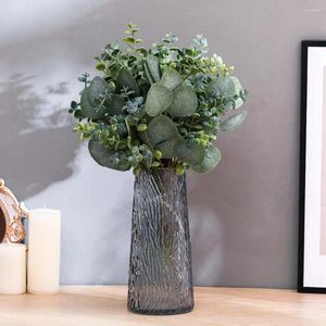 Fleurs décoratives 24 pièces ornements de noël fausse tige d'eucalyptus décoration de fête de mariage feuille décorer fausses feuilles tiges de Simulation