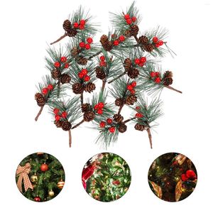 Decoratieve bloemen 24 stuks kerstboomversieringen hangende hanger kerst doe-het-zelf ambachten ornament dennentakken met kegels