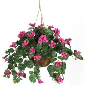 Fleurs décoratives 24 pouces, décoration florale pour chambre à coucher, décorations pour la maison, plante artificielle bougainvilliers, panier suspendu