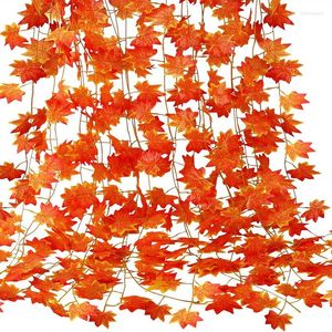Fleurs décoratives 240CM soie artificielle guirlande feuilles vigne suspendus Thanksgiving automne pour mariage jardin fête décor