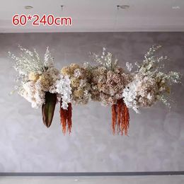 Fleurs décoratives 240 cm Hortensia de rose de luxe plafond peinnement floral toile de mariage décor décor.
