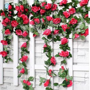 Fleurs décoratives 240CM Rose artificielle longue vigne épaisse suspendue pour mariage maison chambre décoration arc de jardin bricolage fausse plante