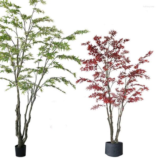 Fleurs décoratives 240 cm Plancher de simulation rouge et vert pour érable accessoires de plante en pot en intérieur
