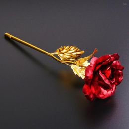 Decoratieve bloemen 24k goud gedompeld rozenbloem kunstmatig eeuwig met stand voor altijd liefde in doos verjaardag valentijnsdag cadeau voor meisjes