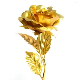 Decoratieve bloemen 24k goudfolie vergulde roos voor bruiloftsvoorstel Brithday feestdecoratie Golden Flore kunstbloem Fleurs