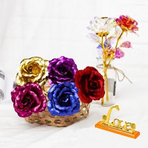 Fleurs décoratives Feuille de fleur de rose plaquée or 24 carats pour la fête des mères de Thanksgiving / les amoureux / le cadeau d'anniversaire de la Saint-Valentin