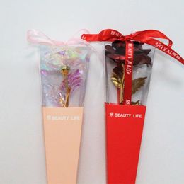 Fleurs décoratives 24k Gold Valentines Day Rose Crées Créatives pour la femme Mariage Mom San Valentin pour toujours amoureuse Roses présentes avec Boîte-cadeau