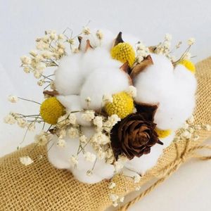 Decoratieve bloemen 24 -st. Natuurlijke gedroogde katoenen Fowers DIY WRATE BOUQUET Kerstmis Wedding Party