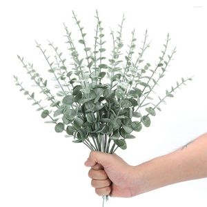 Decoratieve Bloemen 24 STKS Kunstmatige Eucalyptus Verlof Groen Stengels Faux Takken Bladeren Home Party Bruiloft Decoratie Benodigdheden