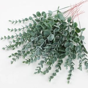 Fleurs décoratives 24pcs artificielles vertes fausses branches de plantes feuilles d'eucalyptus bleu bébé pour la fête de mariage table de jardin en plein air maison