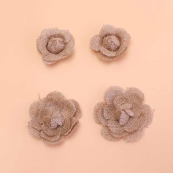 Flores decorativas 24 piezas de arpillera para manualidades Natural Rustic Flower Rose Embelligo Vintage Farty Farty Bouquet