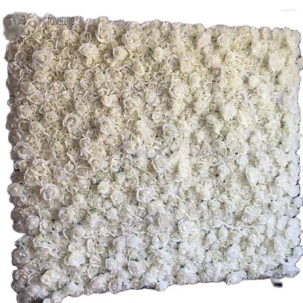 Fleurs décoratives 24pcs / lot Artificiel Silk Hortensia Rose Flower Mur Panneau Runner Mariage Fête Décoration Décoration Scène Cream Tongfeng