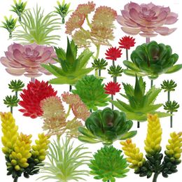 Fleurs décoratives 24 pièces décoration de Terrarium plantes succulentes floquées sans pot Mini Floral maison bricolage artisanat assorti artificiel coloré