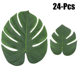 Flores decorativas 24PCS Tropical Palm Leaves Party Artificial Fake Plants Faux