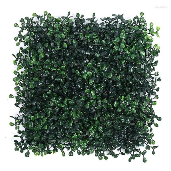 Flores decorativas 25 25 cm paneles de pared verdes artificiales telón de fondo verde hierba hojas cuadradas de imitación valla de privacidad