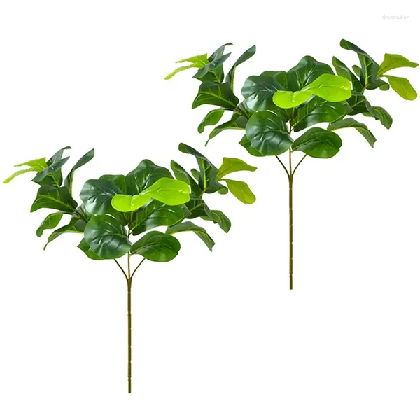 Flores decorativas 25.6 pulgadas Plantas artificiales Hoja de violín Higo Faux Ficus Lyrata Árbol Arbustos falsos Vegetación para jardín Porche Ventana Caja Decoración