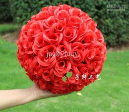 Flores decorativas 25 CM 10 "Cifrado artificial Flor de seda rosa Bolas de beso colgantes para adornos navideños Fiesta de bodas