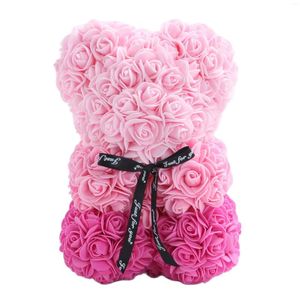 Fleurs décoratives 25 Cm Teddy Rose BearArtificial PE Flower Bear pour les cadeaux de la Saint-Valentin