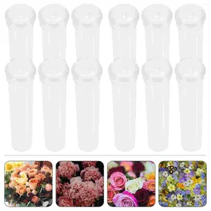 Fleurs décoratives 25 Tubes de fleurs, flacons floraux transparents, eau avec tasses pour les arrangements de conteneurs