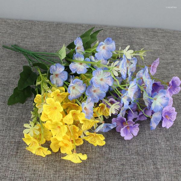 Flores decorativas 25 cabezas de orquídeas de seda artificiales para decoraciones, flores falsas, mesa de boda, fiesta, pared DIY, decoración de ramo violeta grande
