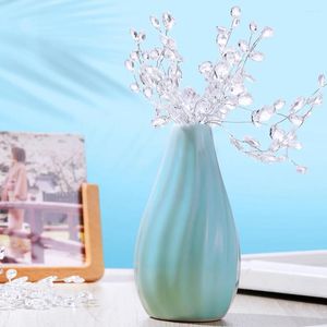 Flores decorativas, 25 uds., tallos falsos con cuentas acrílicas, florero de decoración para el hogar, cuentas, accesorios para el cabello, ramos artificiales de simulación