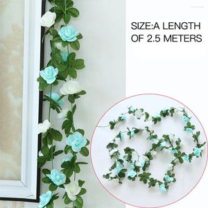 Fleurs décoratives 250 cm Pinon Pinon Rose Fleur rotin artificiel Ivy Wedding Party Party suspendu Garland Home Decoration Garden Plantes vertes