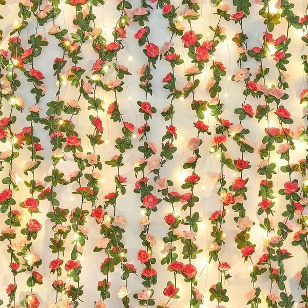 Fleurs décoratives 250 cm rose artificielle Garland