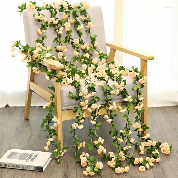 Flores decorativas 250CM Rosa flor artificial Día de San Valentín boda hogar habitación decoración primavera y otoño jardín arco DIY falso