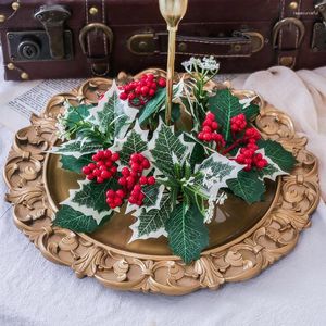 Fleurs décoratives 25 cm Feuilles artificielles Vercenerie Bandle Solder Candlestick Garland Wreath for Wedding Christmas Table Party Decor