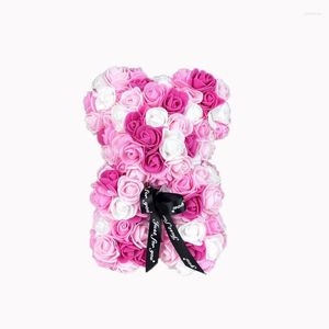 Fleurs décoratives 25 cm ours floral artificiel immortel rose Teddy Saint Valentin fabricant coloré cadeau de Noël pour maman fille