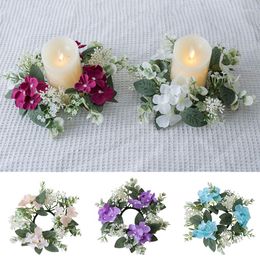 Couronne de chandelier de fleurs décoratives, 25cm, pour mariage, noël, plantes artificielles, porte-bougie, centre de Table