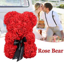 Dekorative Blumen 25 cm Schaumbär aus Rosenpuppen PE Künstliche handgemachte romantische Liebesblumenspielzeug Valentinstag Hochzeit Jahr Geschenk