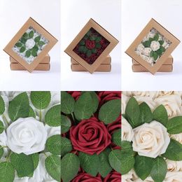 Fleurs décoratives 25pcs / lot de soie artificielle et fleur de rose européenne Péonie fausse maison jardin de jardin décoration d'anniversaire de mariage couronne de bricolage