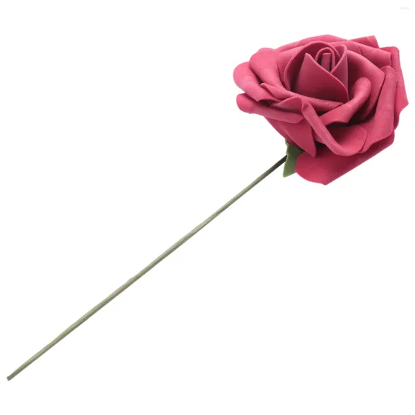 Fleurs décoratives 25pcs réels roses bordeaux avec tiges pour bouquets de mariage bricolage douche nuptiale rouge