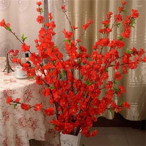 Decoratieve bloemen 26 inch kunstmatige bloem perzik bloesem simulatie takken zijden faux nep planten voor trouwhuis binnen decoreren