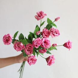 Decoratieve bloemen 27,5" Faux Real Touch Lisianthus Eustoma Blossom Branch-Melberry/Fuchsia DIY Floral | Bruiloft/Home Decoratie/Boeketten