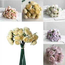 Fleurs décoratives 27 têtes Thé artificiel Rose mariée Décoration de mariage émulationnelle | pour le bricolage