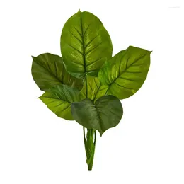 Fleurs décoratives 27 "Grande plante artificielle de feuilles philodendrones (ensemble de 4) plantes de bureau de mariage vertes pour décoration de jardin faux