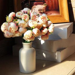 Fleurs décoratives 27 Thé Rose Camélia Faux Bouquet De Simulation Artificielle Décoration De Fleurs De Mariage Arrangement Floral Décor À La Maison