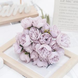 Decoratieve bloemen 27head Rose Pink Peony Artificial Silk Bouquet Roses Fake Flower For Table Vaas rangschikken Home Wedding Decoratie