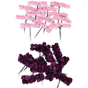 Decoratieve bloemen 288 stcs mini petite papier kunstmatige rozenbuds diy ambachtelijke bruiloft decor Home Purple Light Pink