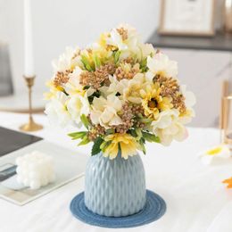 Fleurs décoratives 28 cm Bouquet pivoines artificielles accessoires pour la maison décoration de mariage fête fausses plantes bricolage saint valentin Rose