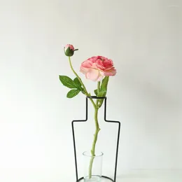 Fleurs décoratives 2Colors 2 têtes Thé Silk Rose Peony Artificial Flower Wedding for Home Decoration Party Fake