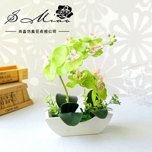 Decoratieve bloemen 2forks kunstmatige vlinder orchidee bloem bonsai houten pot kerst Hallowen bruiloft verjaardag feest huis decoratie nep