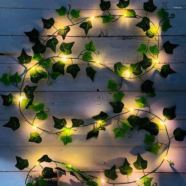 Flores decorativas 2M 20 LED Luces de hoja de hiedra Cadena para Halloween Árboles de Navidad Jardín Patio Patio DIY Boda Fiesta Dormitorio Decoración del hogar